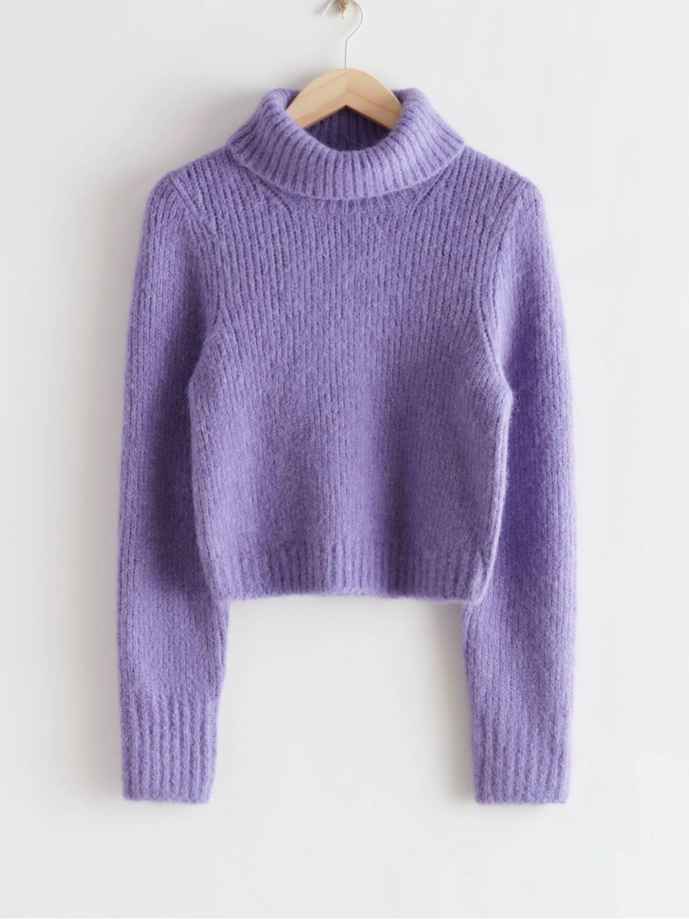 & Other Stories Purple Cropped Turtleneck Sweater Alpaca Blend XS